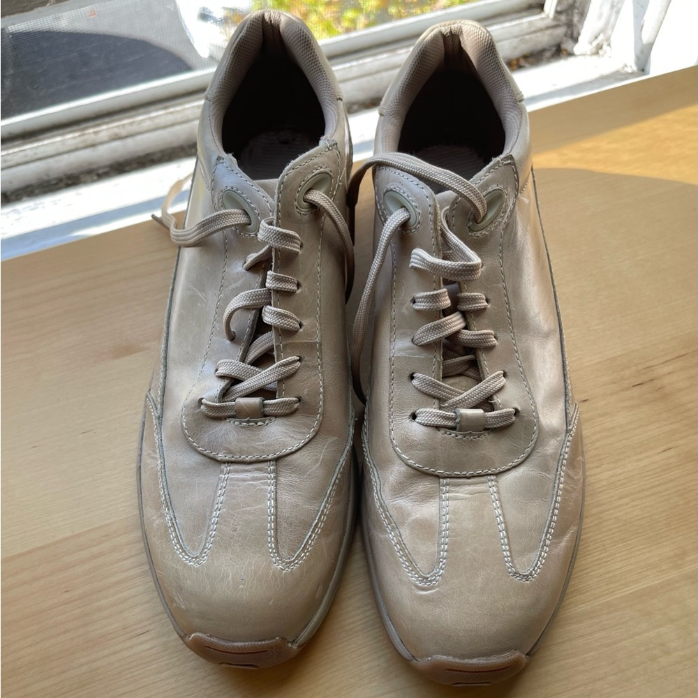 Rockport Leather Monochrome Latte Retro Sneakers